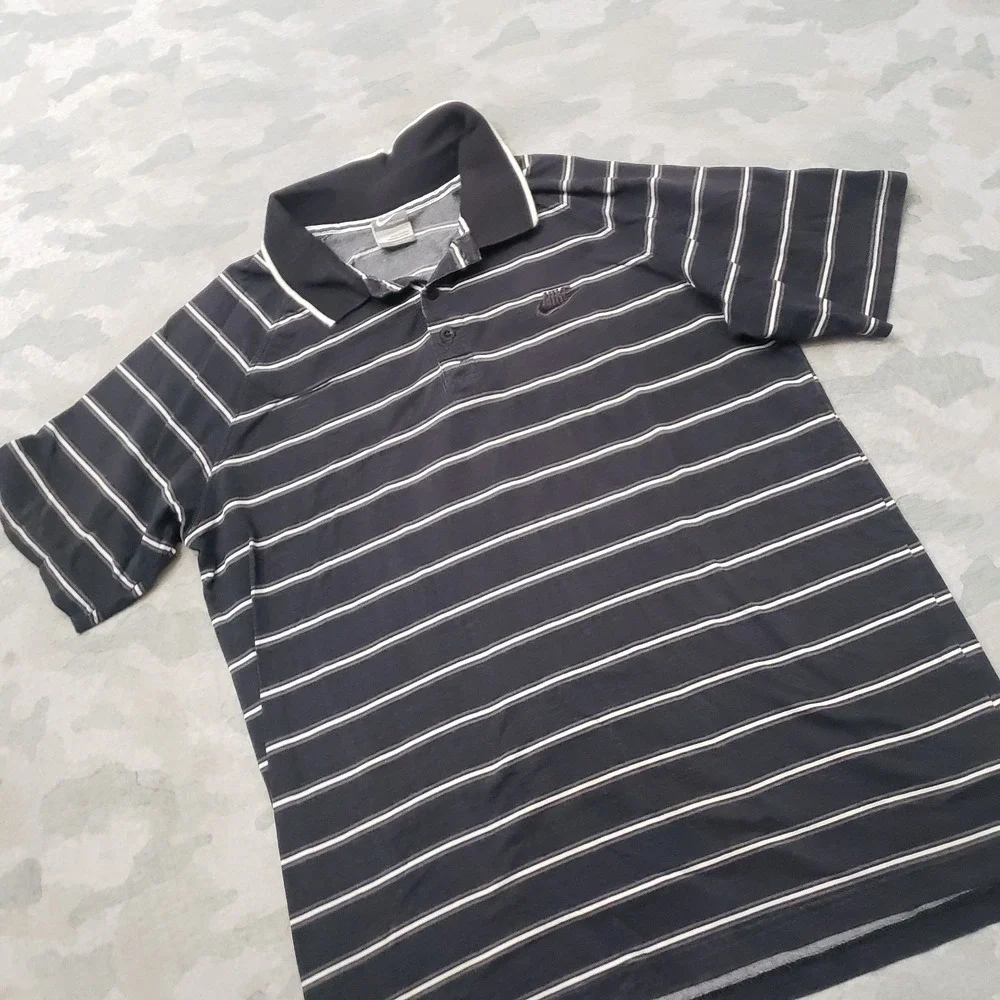 Vintage Nike Sportswear Polo Shirt Mens Large Y2k Black Short Sleeve Golf